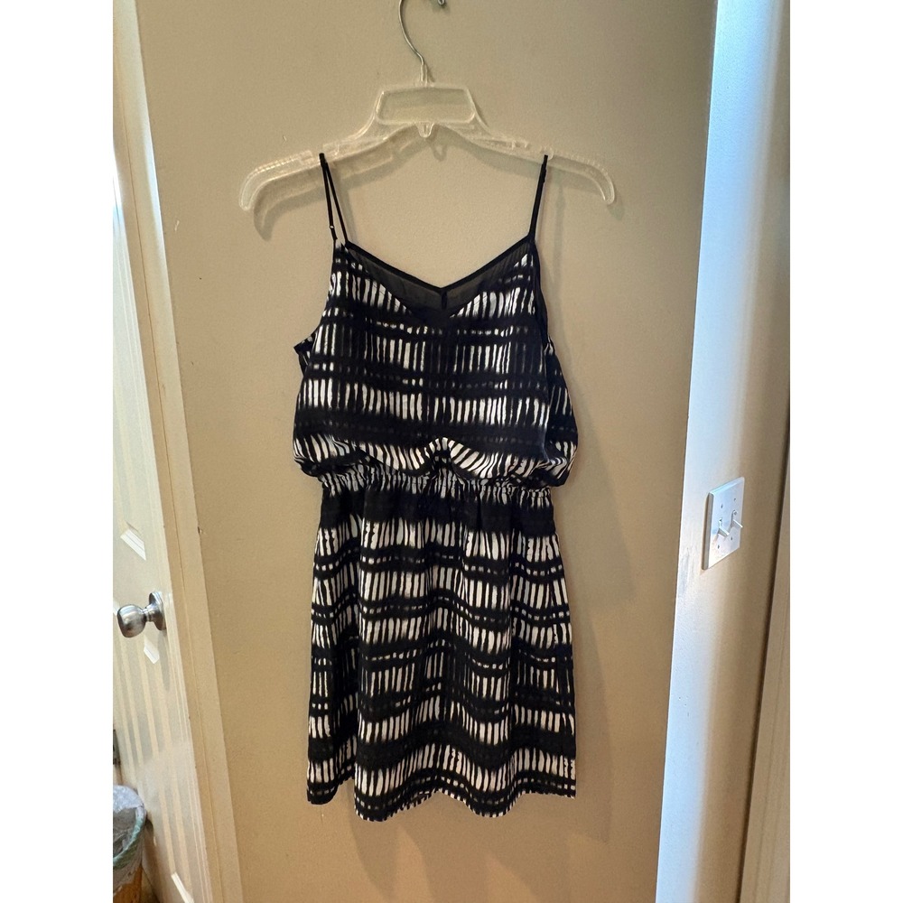 Express Black White Geometric Ikat Blouson Mini Dress XS Adjustable Straps